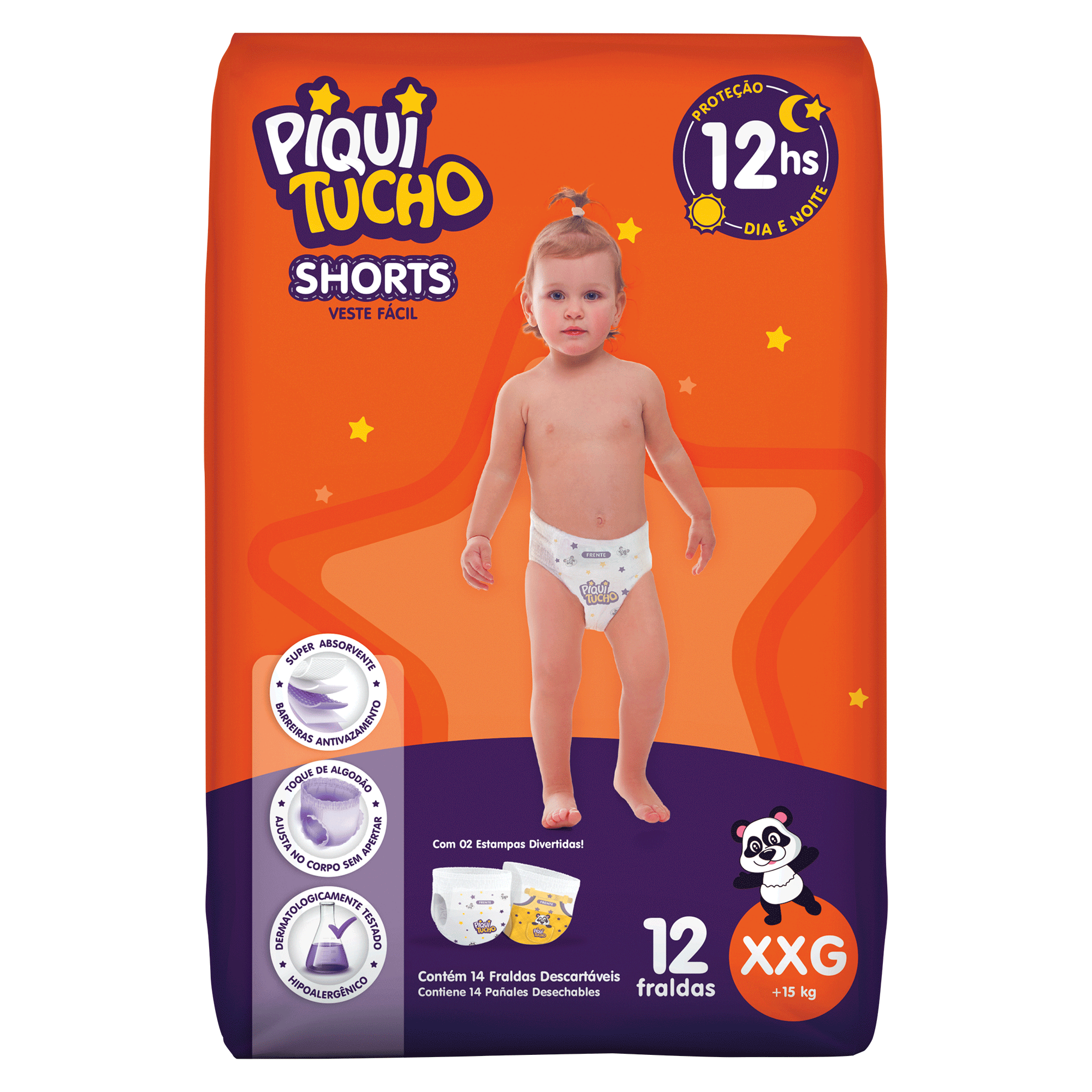 FRALDA PIQUITUCHO SHORTS JUMBINHO XXG COM 12 UNIDADES