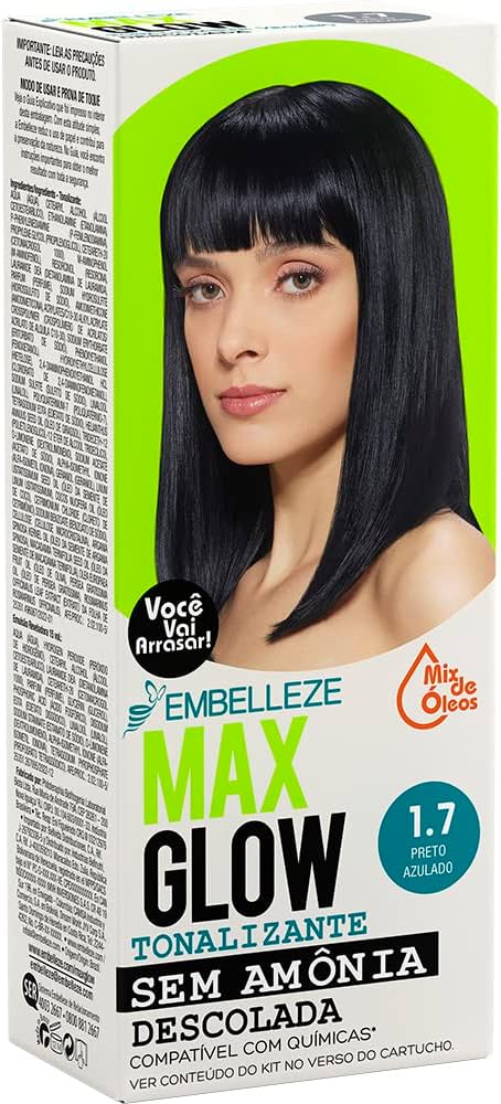 COLORACAO MAX GLOW TONALIZANTE 1.7 PRETO AZULADO