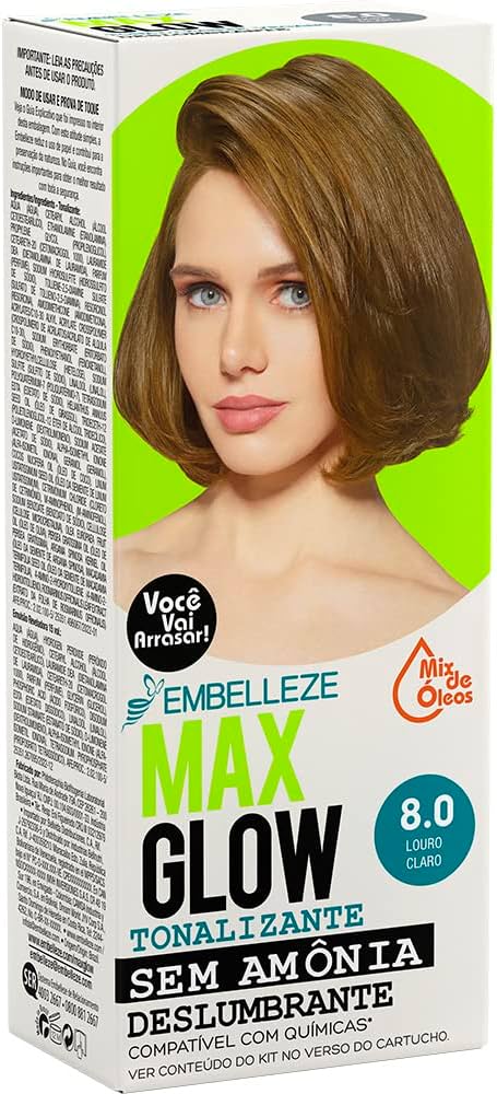 COLORACAO MAX GLOW TONALIZANTE 8.0 LOURO CLARO