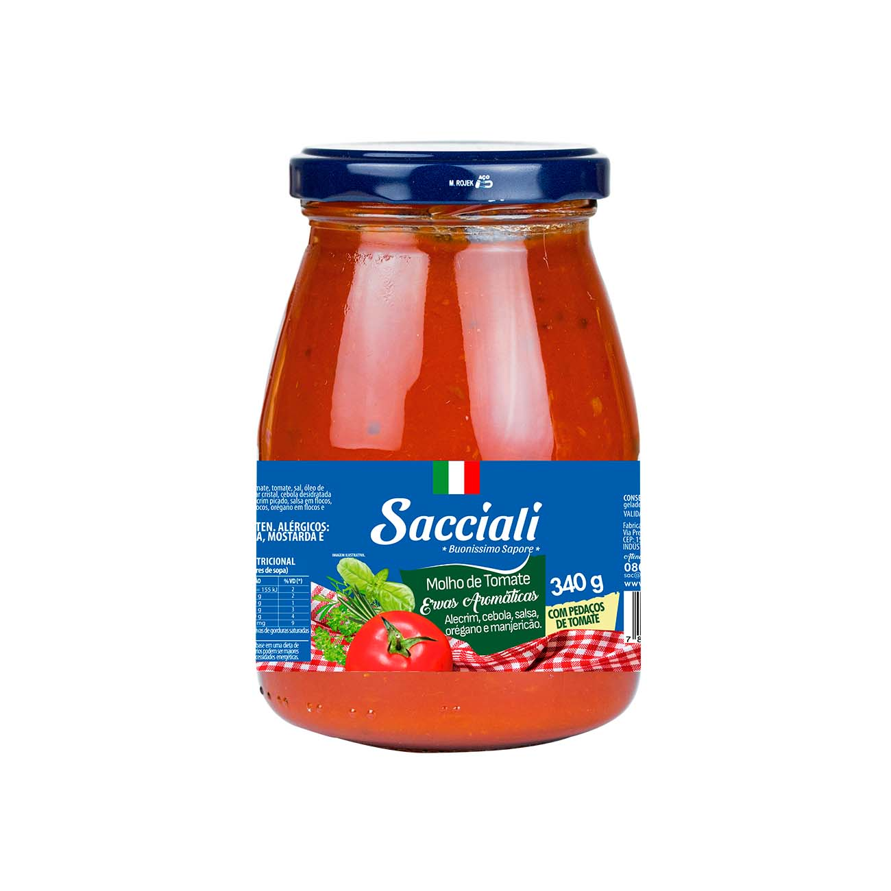 MOLHO DE TOMATE SACCIALI VD 340G ERVAS AROMATICAS