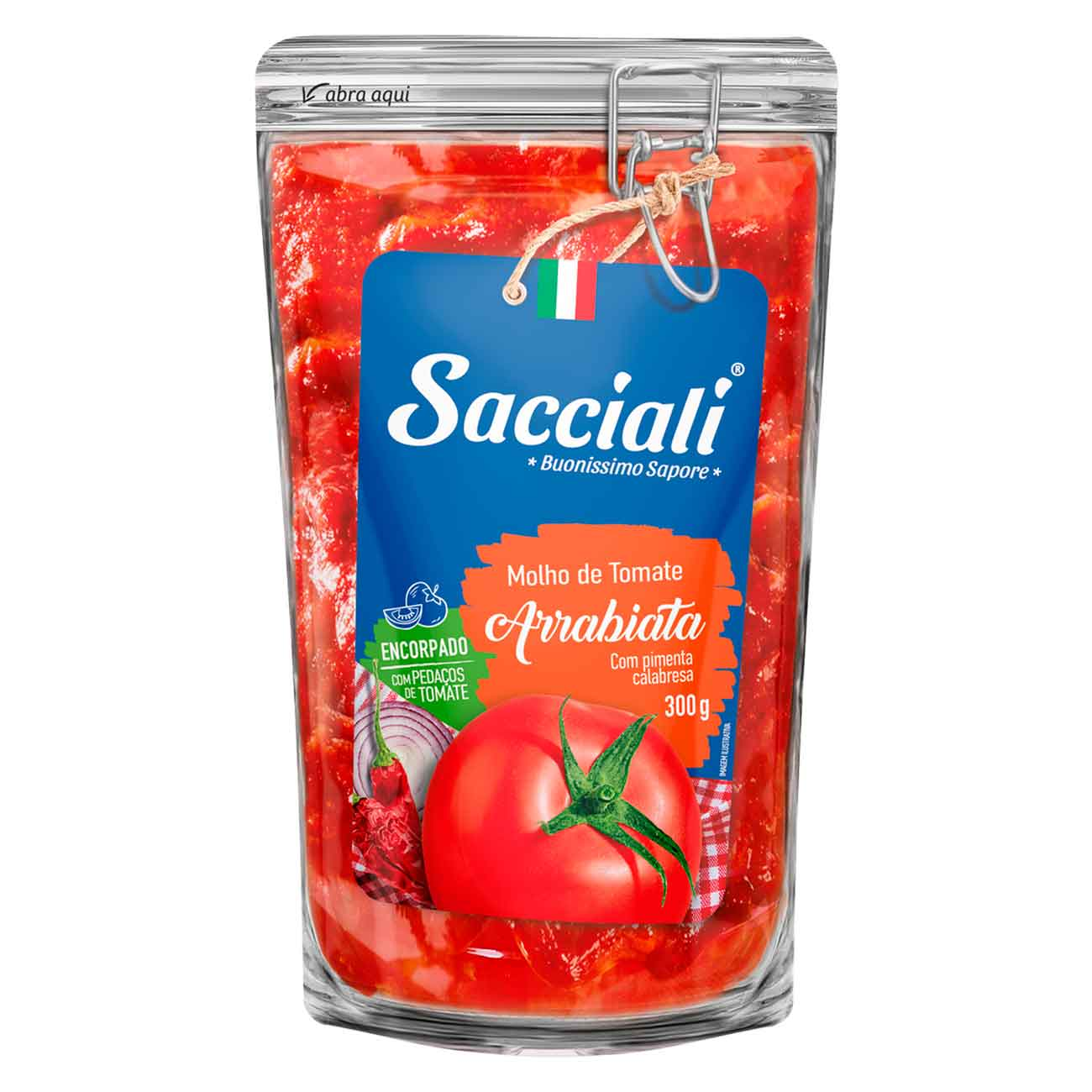 MOLHO DE TOMATE SACCIALI SACHE 300G. ARRABIATA
