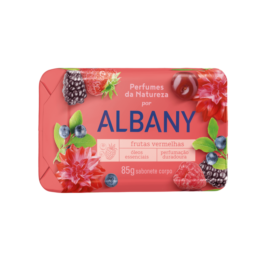 SABONETE ALBANY PERFUMES 85G FRUTAS VERMELHAS - VERMELHO