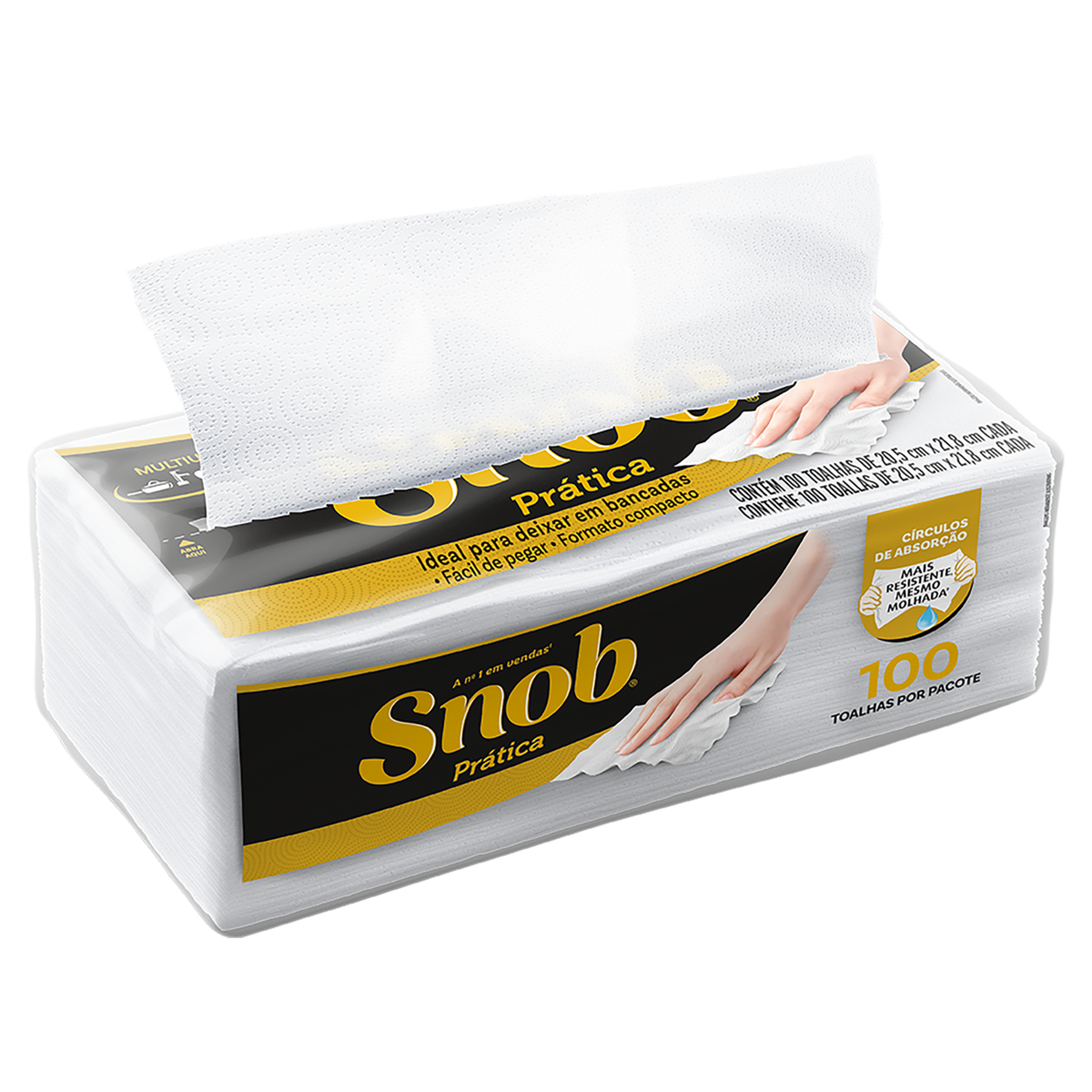 PAPEL TOALHA SNOB FOLHA DUPLA INTERFOLHADO COM 100 FOLHAS PRATICO