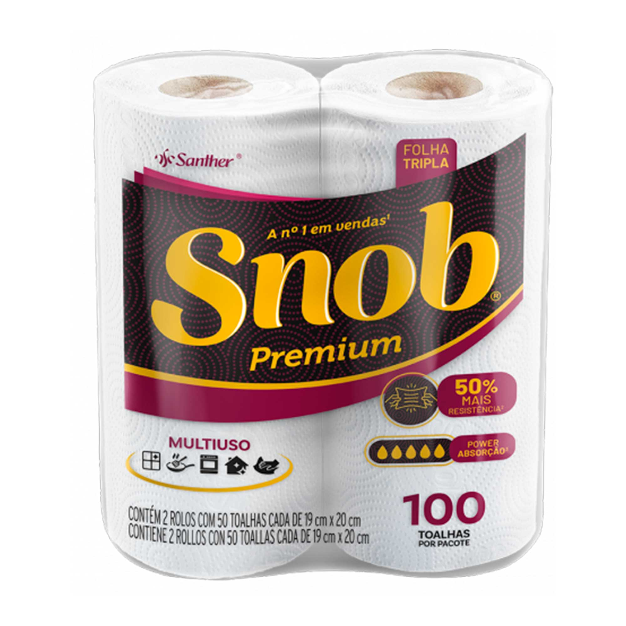 PAPEL TOALHA SNOB FOLHA TRIPLA COM 2 UNIDADES BRANCA