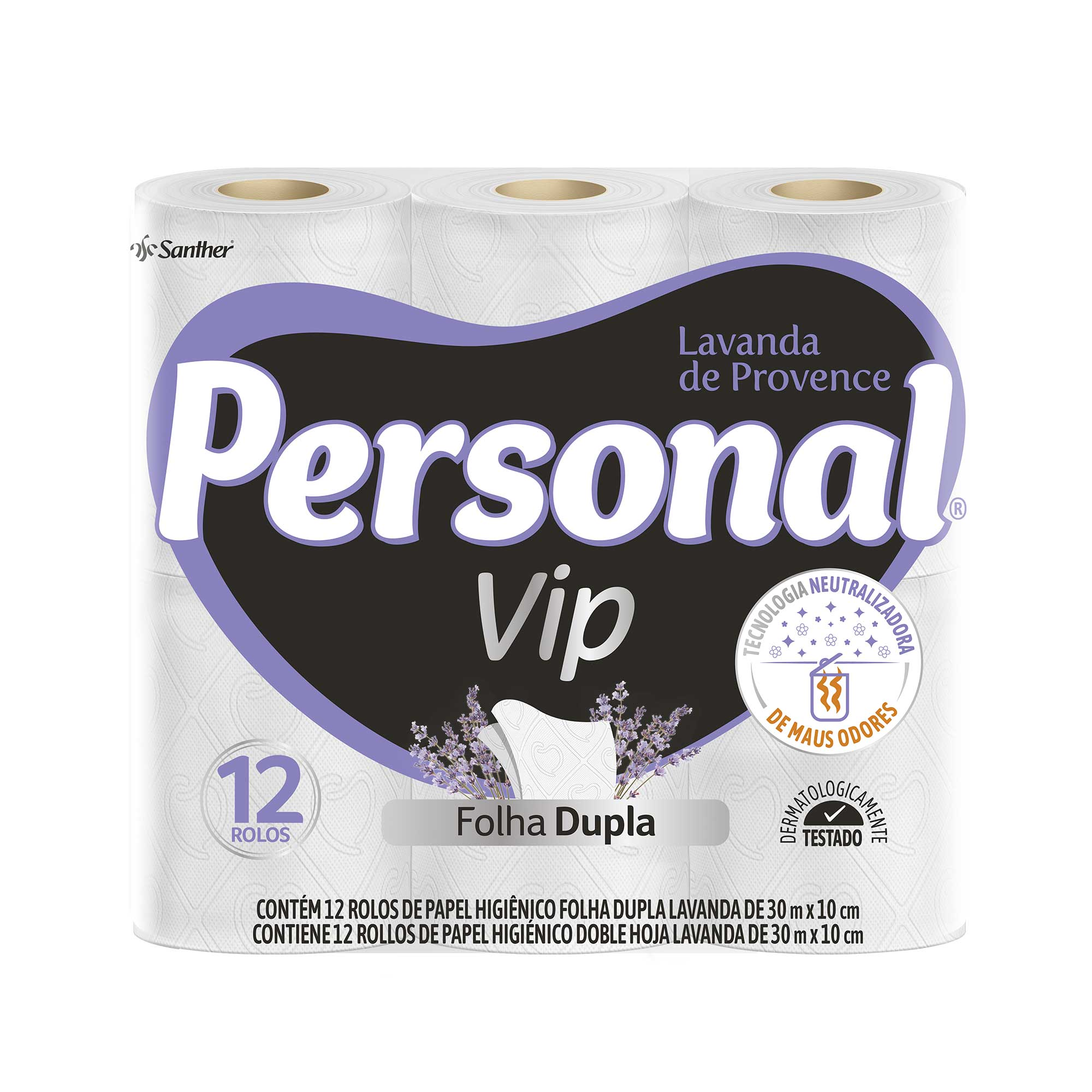 PAPEL HIGIENICO PERSONAL VIP FOLHA DUPLA C OM 12 UNIDADES PERFUMADO