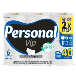 PAPEL HIGIENICO PERSONAL FOLHA DUPLA COM 6 UNIDADES NEUTRO