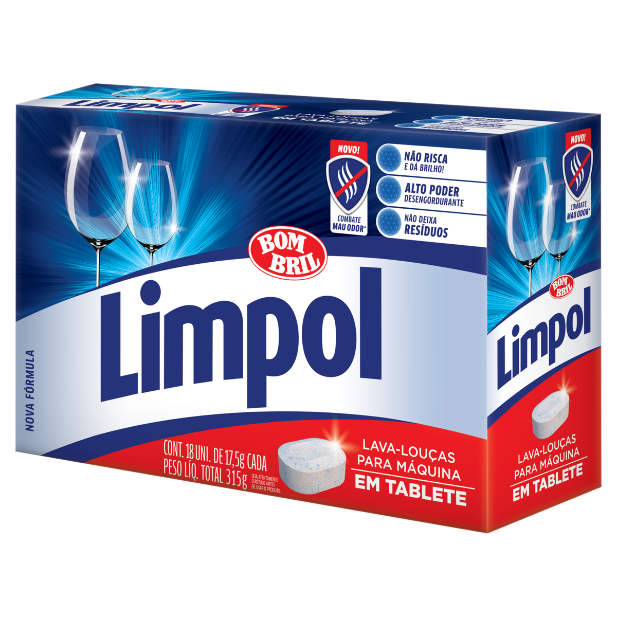DETERGENTE TABLETE LIMPOL MAQUINA 315G LAVAR LOUCA