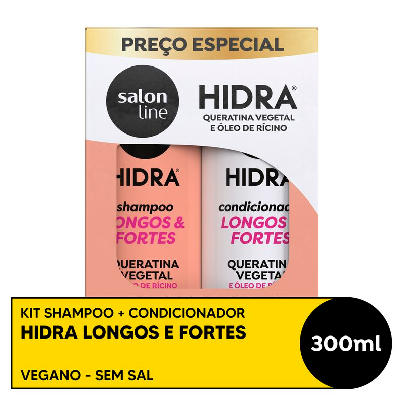 SHAMPOO + CONDICIONADOR SALON LINE HIDRA 300ML QUERATINA E OLEO DE RICINO