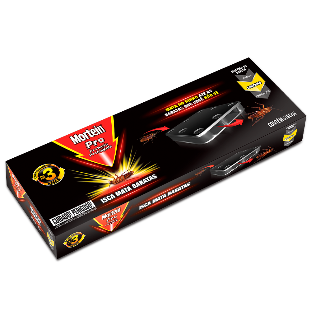 INSETICIDA MORTEIN PRO ISCAS M.BARATAS COM 6UN