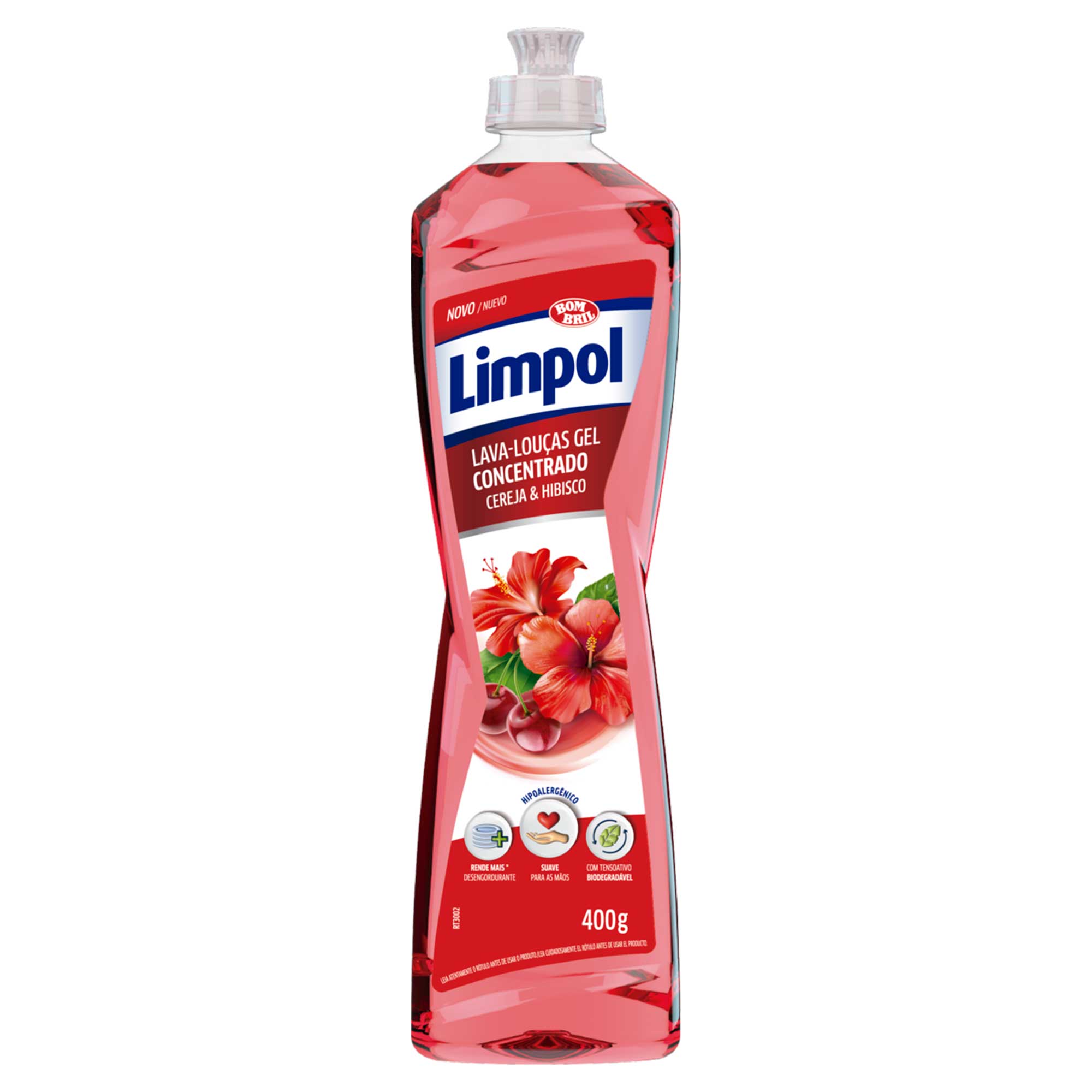DETERGENTE LIQUIDO GEL CONCENTRADO BOMBRIL LIMPOL 400G CEREJA E HIBISCO