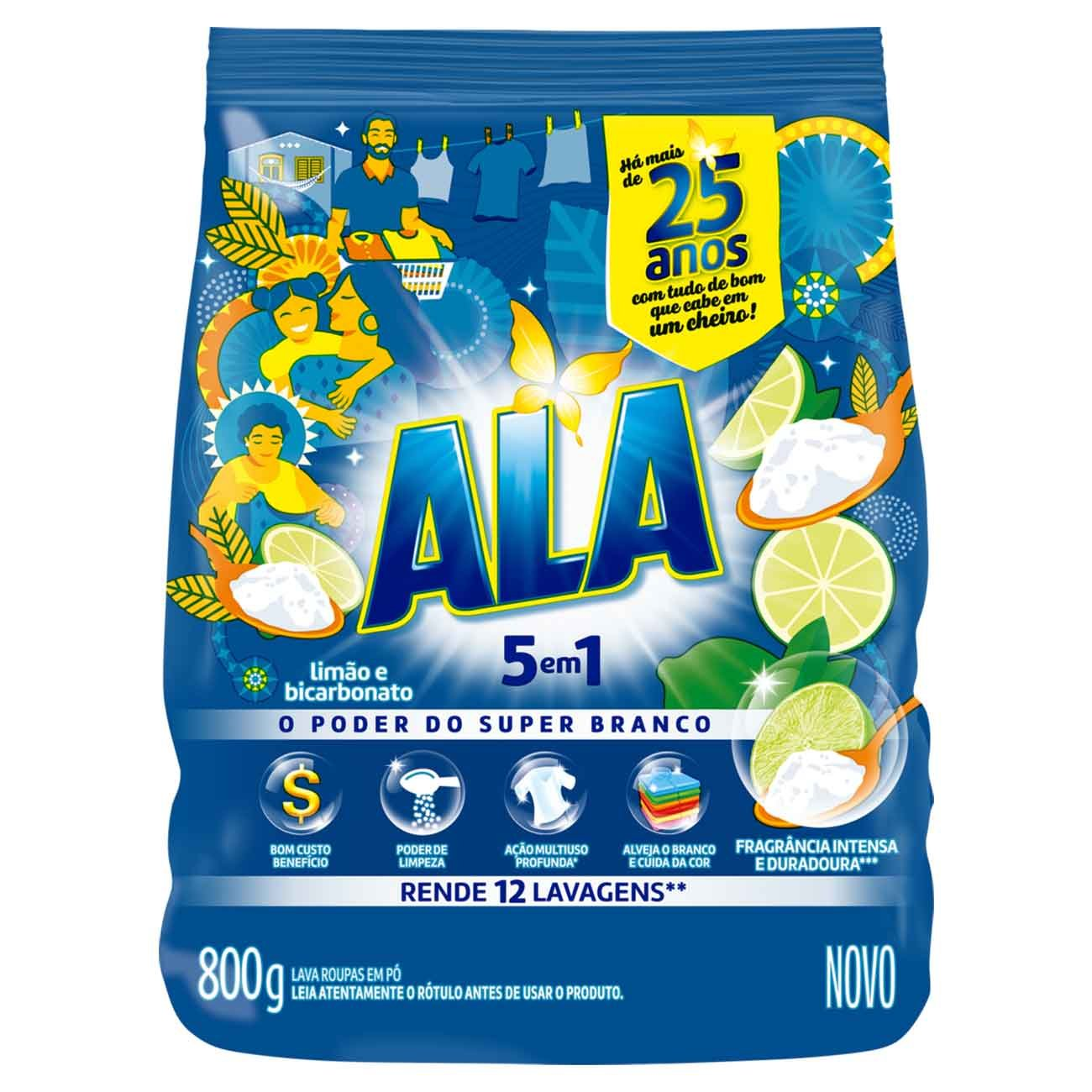 DETERGENTE PO ALA SACHET 800G. LIMAO E BICARBONATO