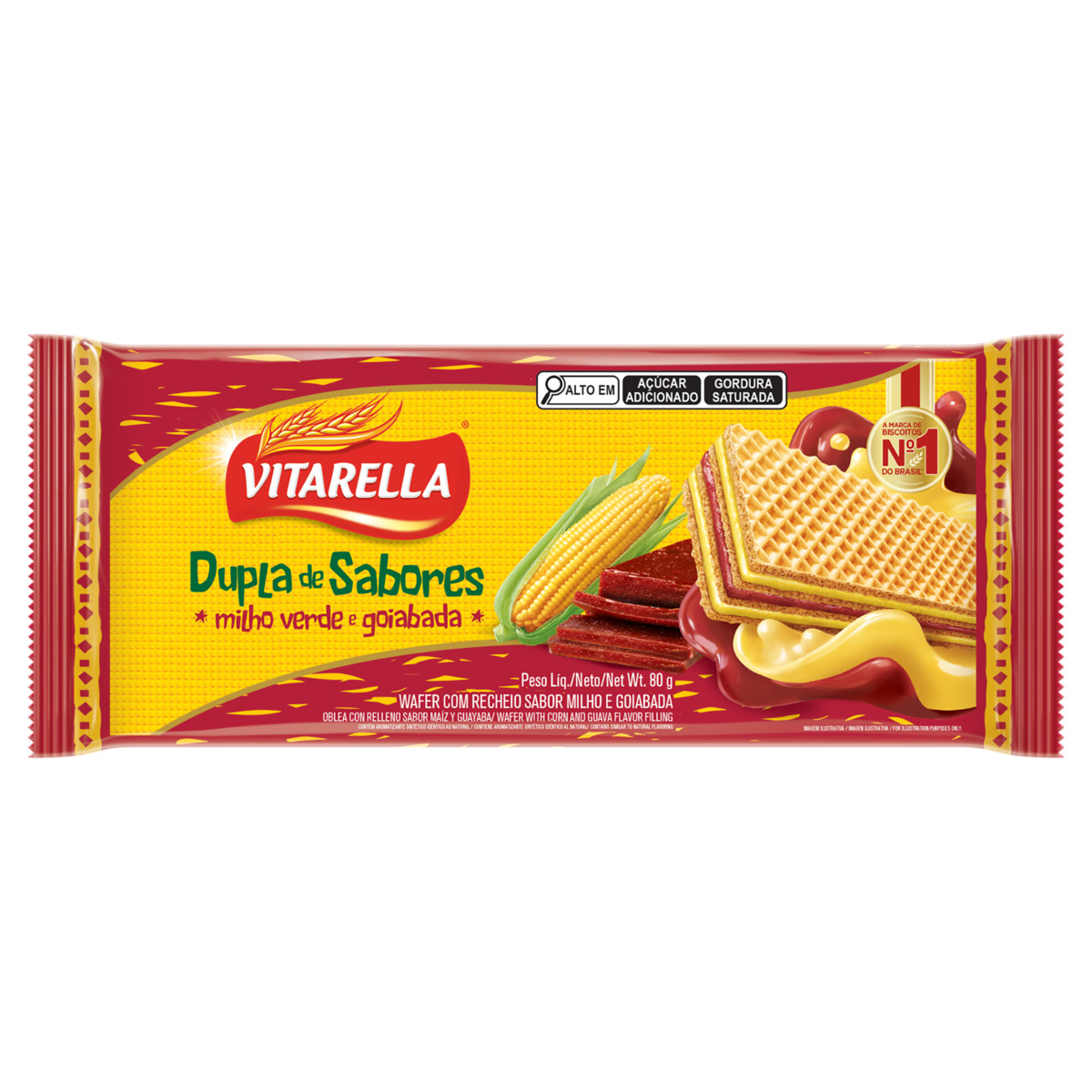 BISCOITO VITARELLA WAFER 80G MILHO VERDE E GOIABADA