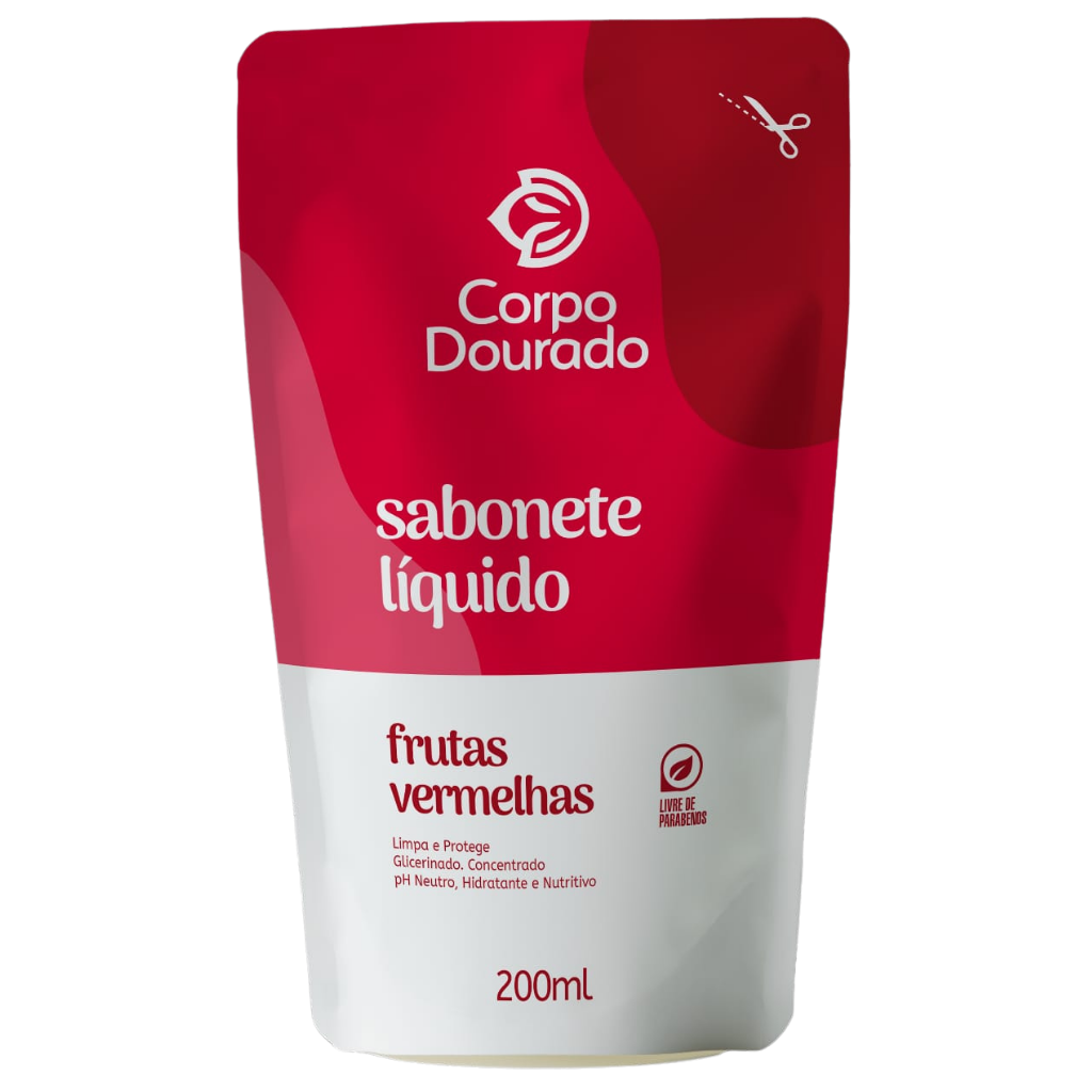 SABONETE LIQUIDO CORPO DOURADO REFIL 200ML FRUTAS VERMELHAS