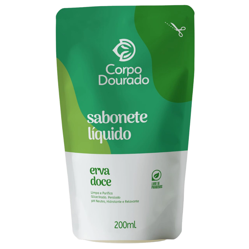 SABONETE LIQUIDO CORPO DOURADO REFIL 200ML ERVA DOCE