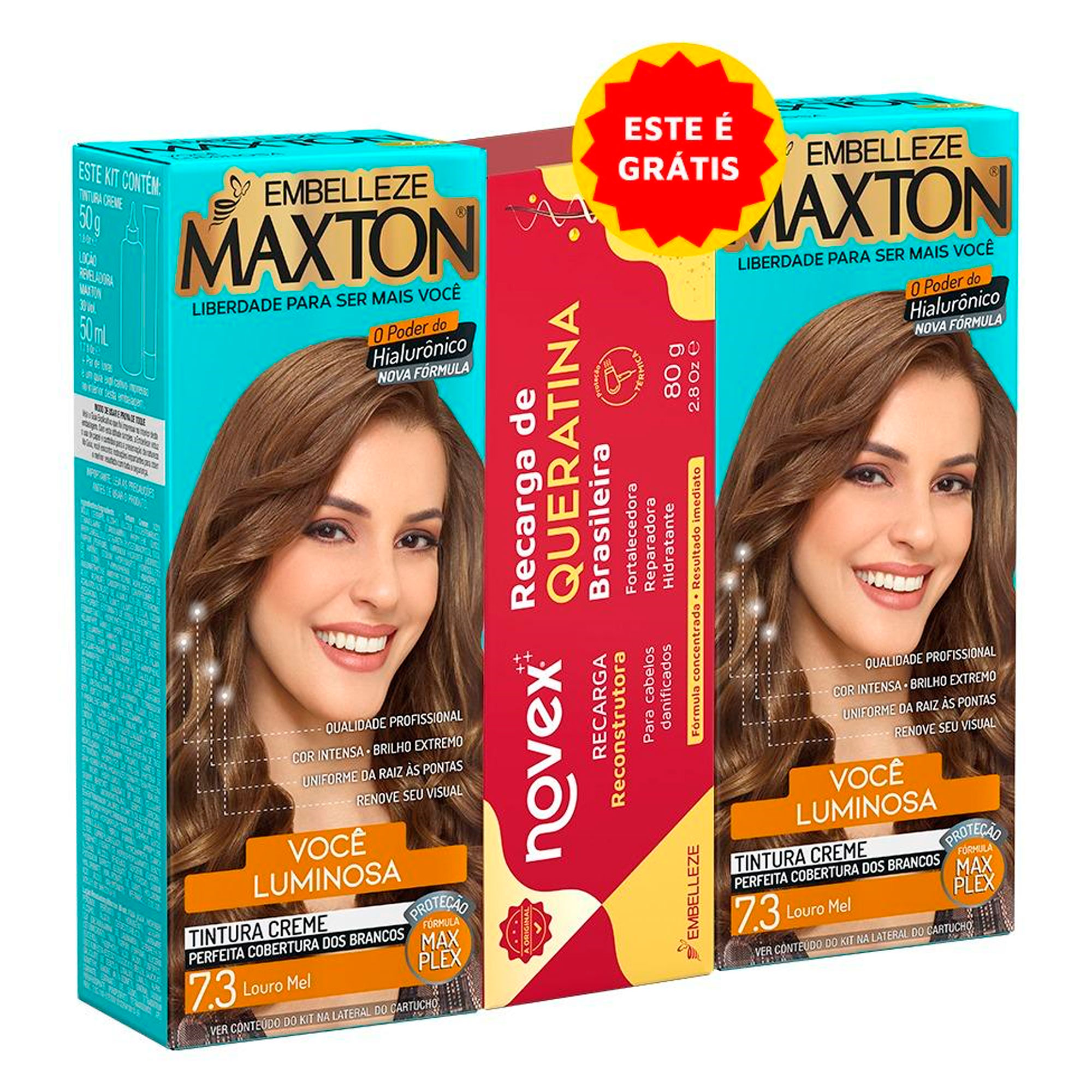 COR MAXTON 2UN + RECARGA DE QUERATINA 1UN 7.3 LOURO MEL