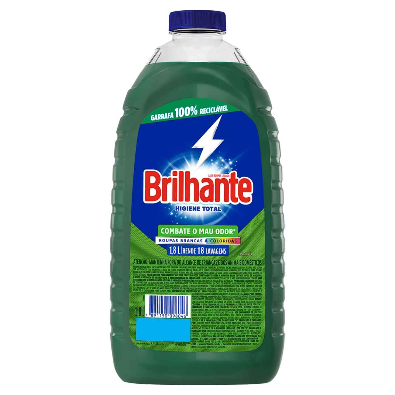 DETERGENTE LIQUIDO BRILHANTE 1,8L HIGIENE TOTAL