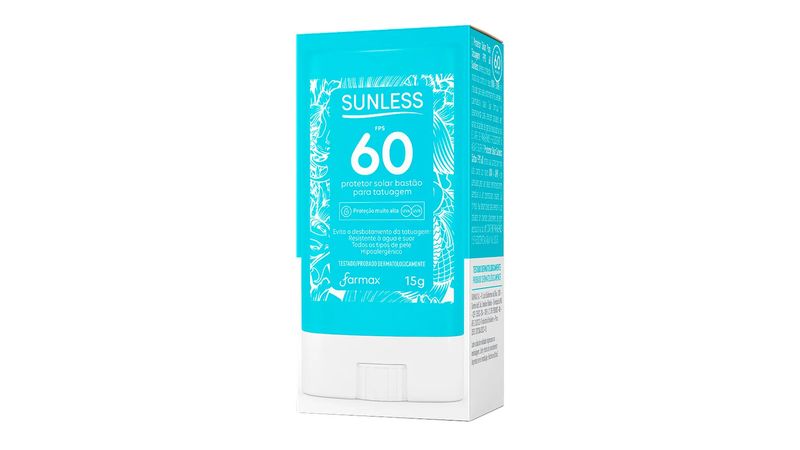 PROTETOR SOLAR BASTAO SUNLESS FPS60 TATUAGEM 15G