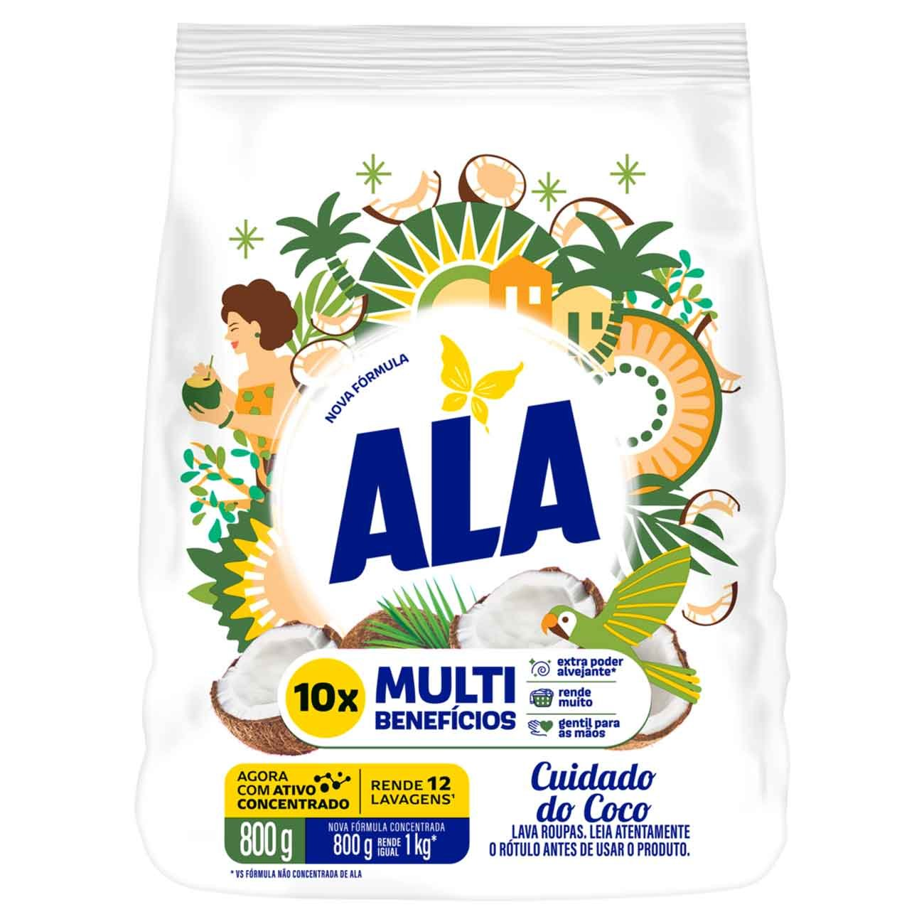 DETERGENTE PO ALA SACHET 800G CUIDADO DO COCO