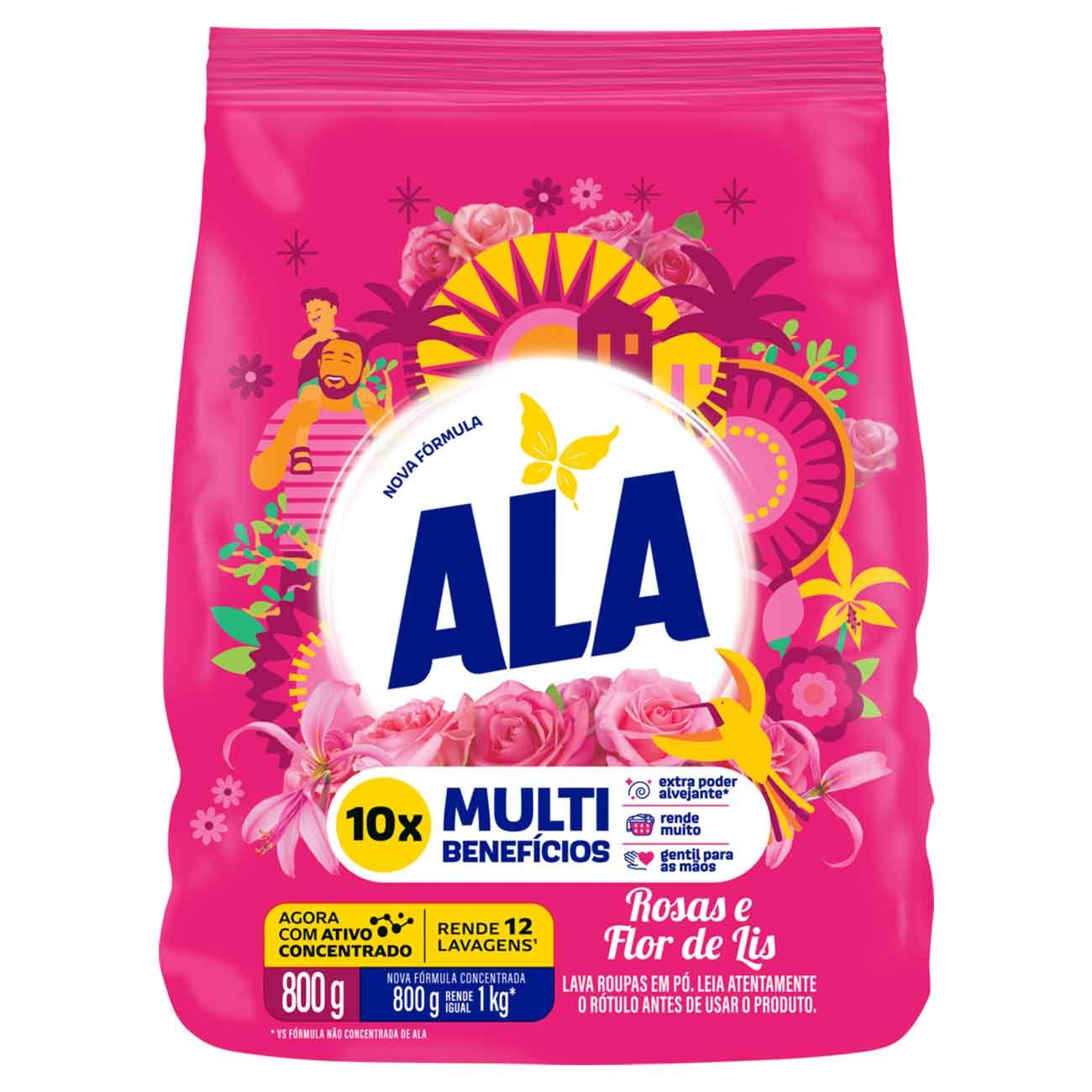 DETERGENTE PO ALA SACHET 800G ROSAS E FLOR DE LIS