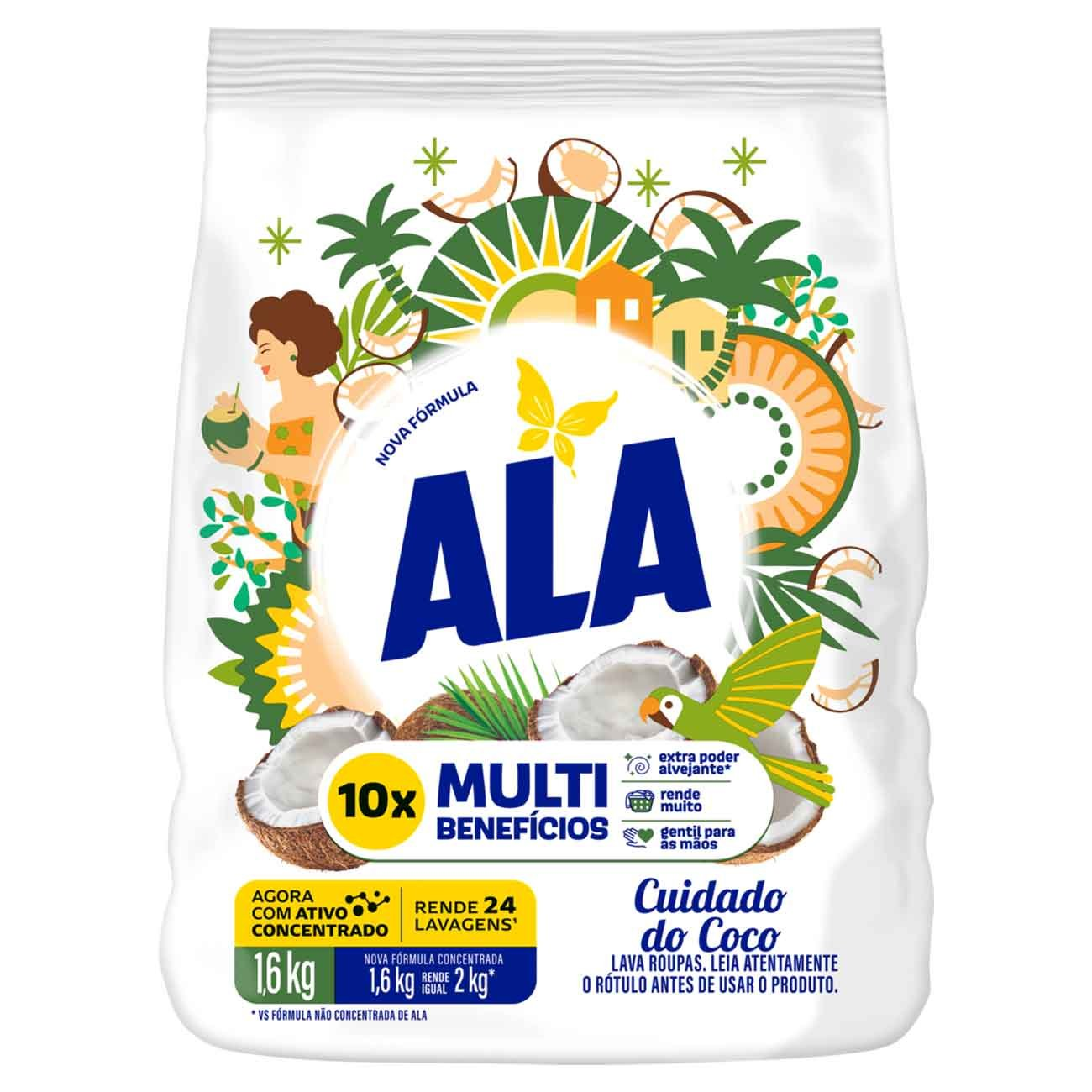 DETERGENTE PO ALA SACHET 1,6KG CUIDADO DO COCO