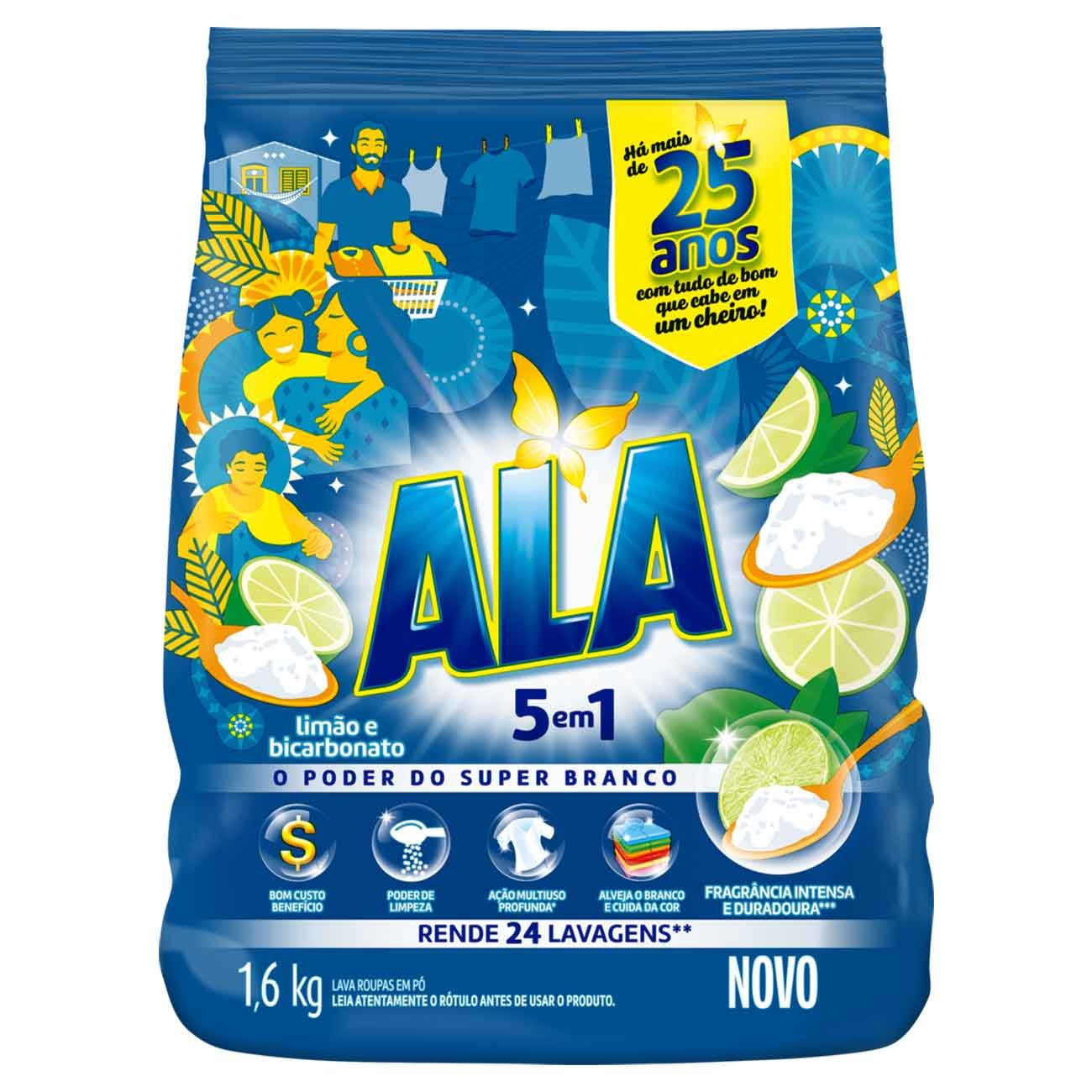 DETERGENTE PO ALA SACHET 1,6KG LIMAO E BICARBONATO
