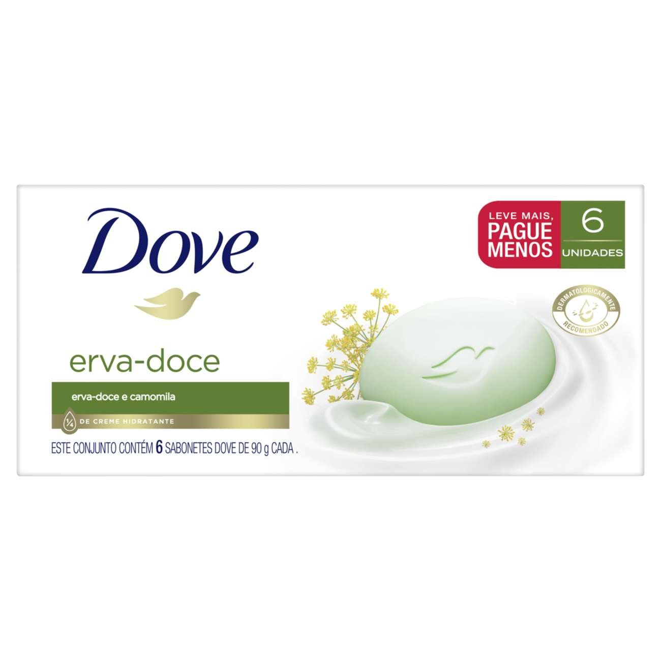 SABONETE DOVE 90G C/6UN LEVE MAIS PAGUE MENOS ERVA DOCE