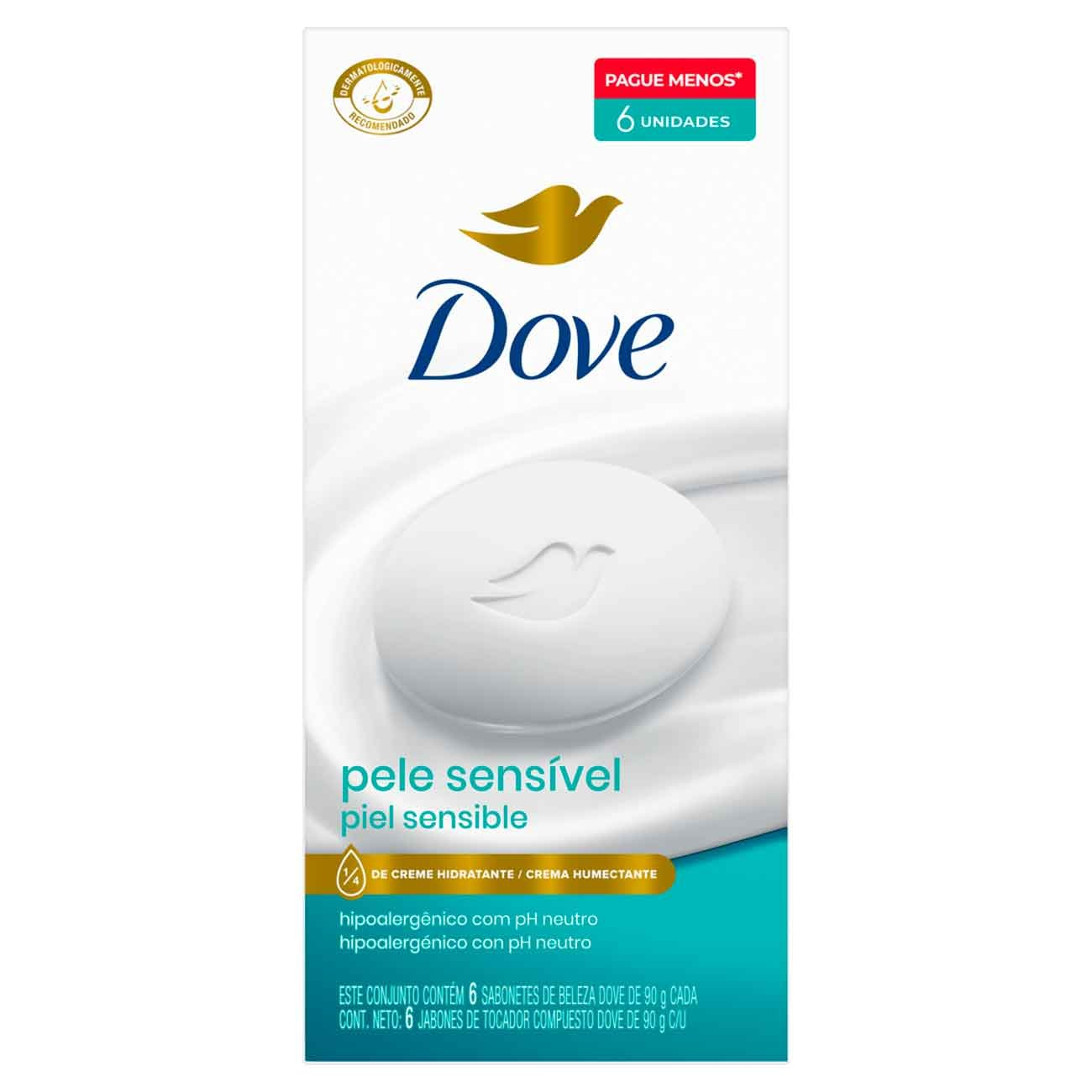 SABONETE DOVE 90G COM 6UN LEVE MAIS PAGUE MENOS PELE SENSIVEL