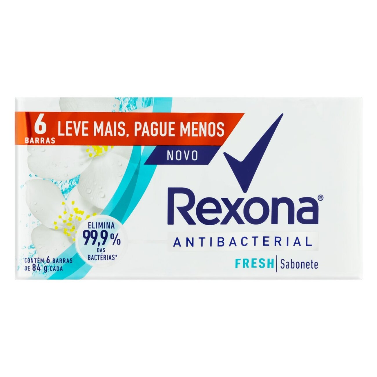SABONETE REXONA 84G C/6UN ANTIBACTERIAL FRESH