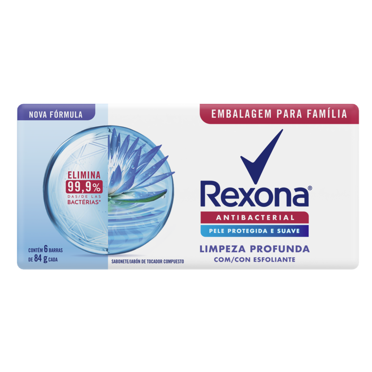 SABONETE REXONA 84G C/6UN ANTIBACTERIAL LIMPEZA PROFUNDA