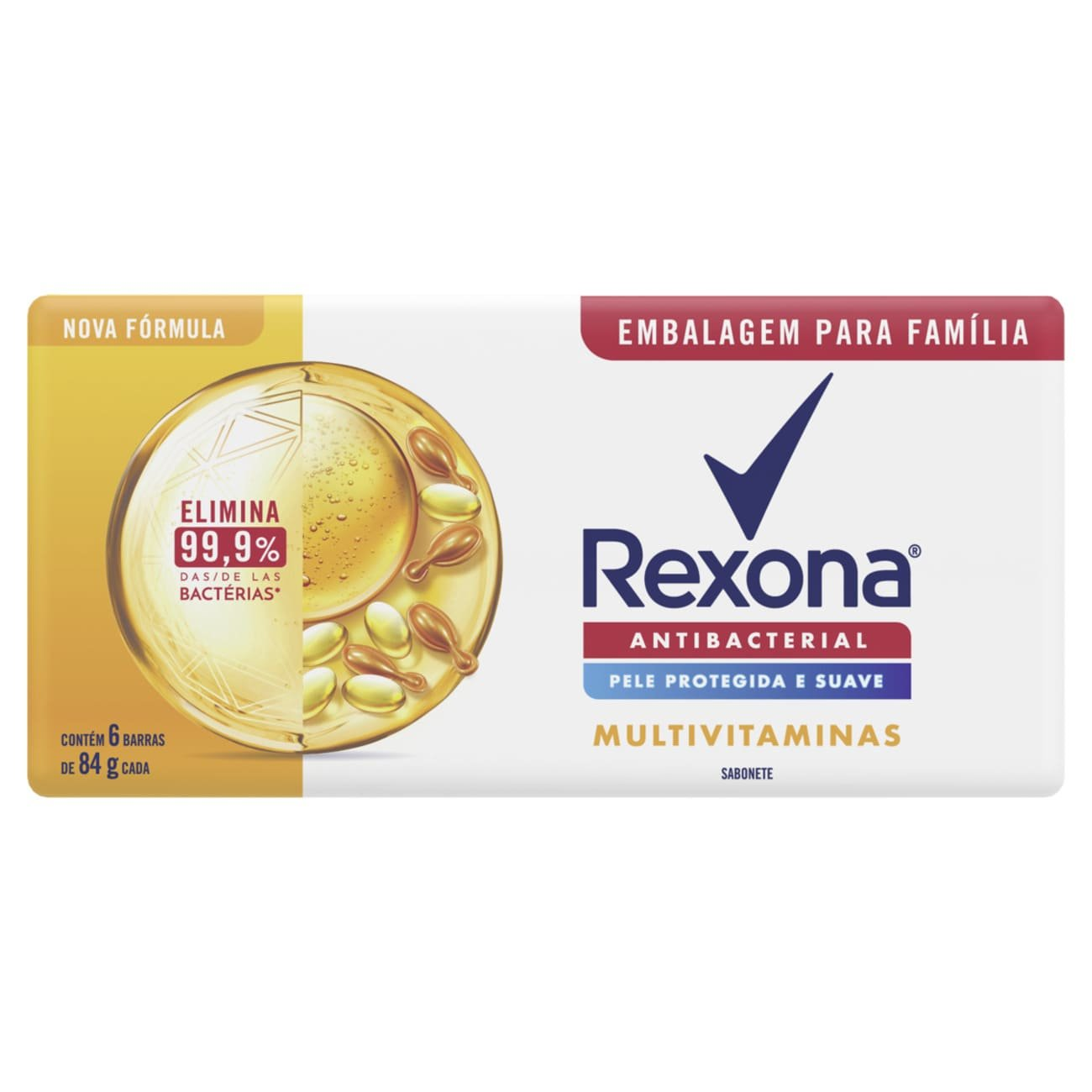 SABONETE REXONA 84G C/6UN ANTIBACTERIAL MULTIVITAMINAS
