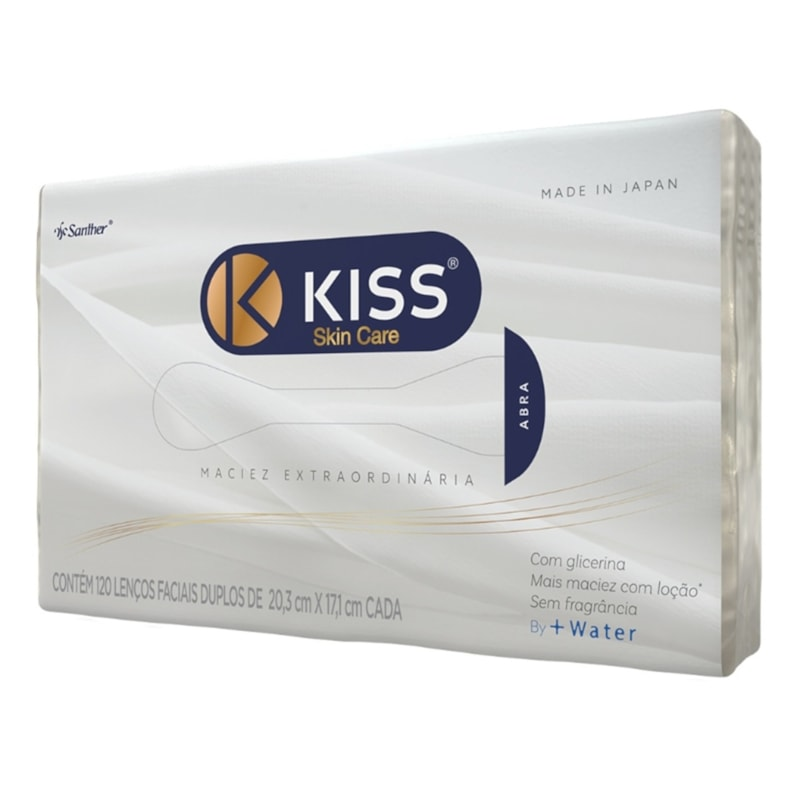 LENCO FACIAL FOLHA DUPLA KISS SKIN CARE COM 120 FOLHAS