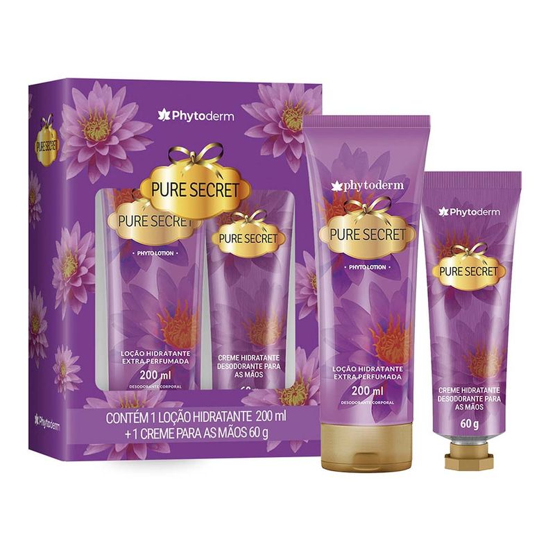 KIT PHYTODERM HIDRATANTE CORPORAL 200ML + CREME PARA MAOS 60G PURE SECRET