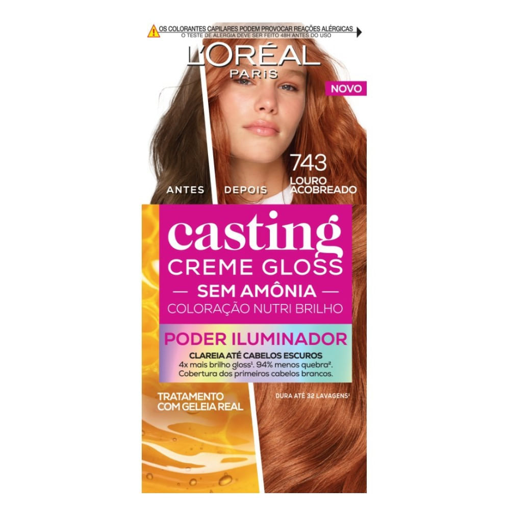 COLORACAO CASTING CREME GLOSS S/AMONIA 743 LOURO ACOBREADO