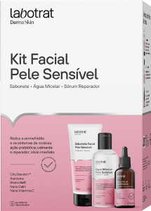 KIT PELE SENSIVEL LABOTRAT COM 3 UNIDADES SABONETE+TONICO+SERUM