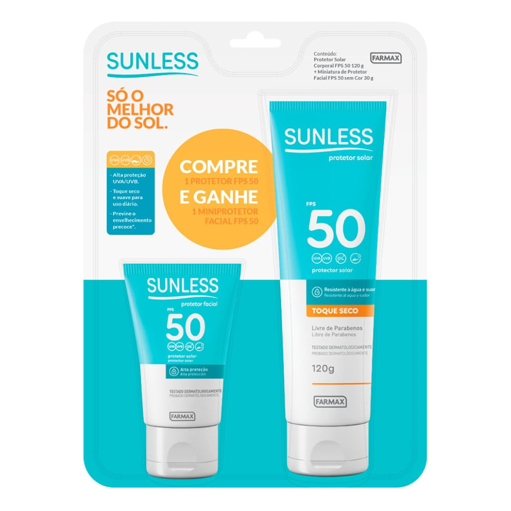 PROTETOR SOLAR FPS50 120G + FACIAL 30G SUNLESS