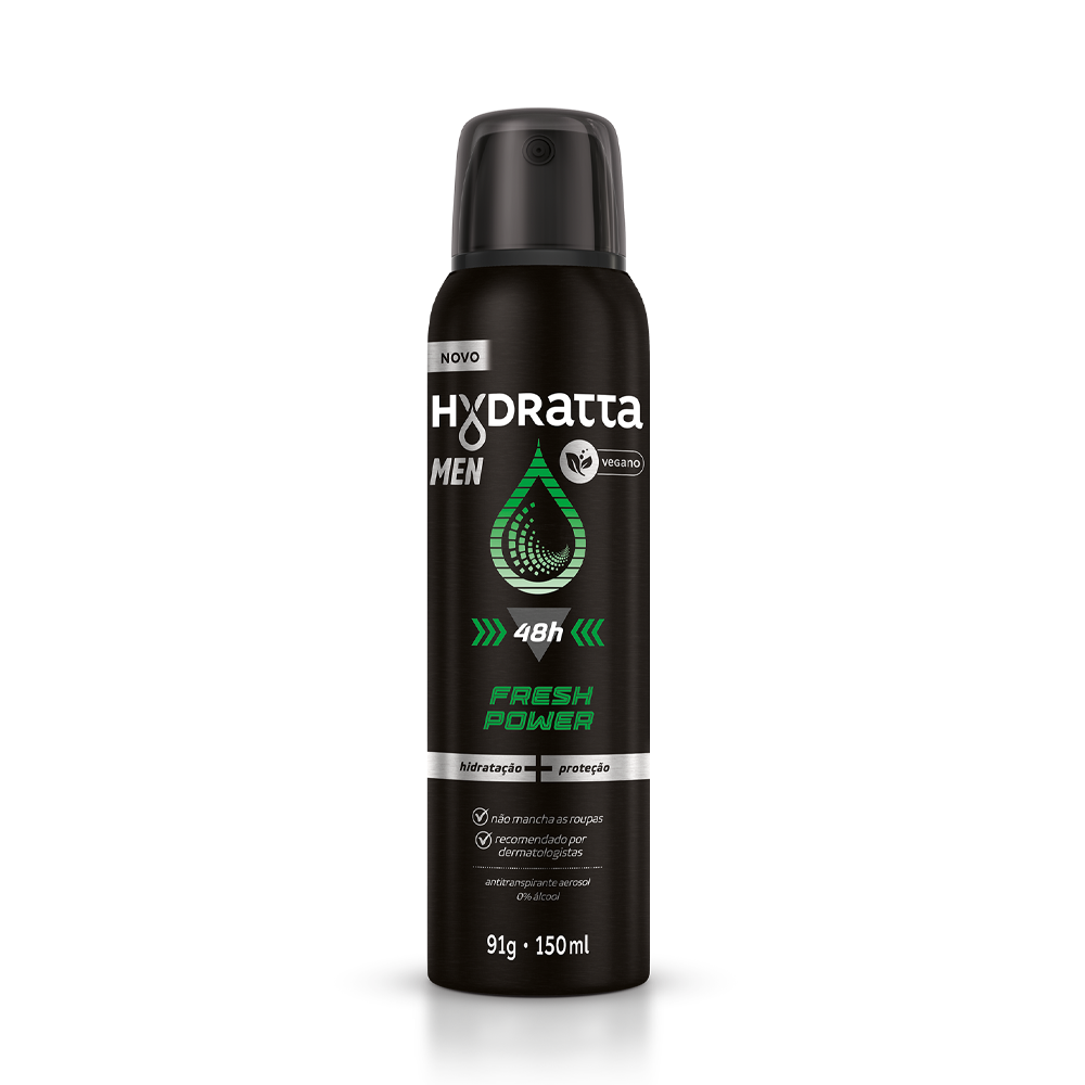 DESODORANTE AEROSOL HYDRATTA 48H 150ML MEN FRESH POWER - VERDE