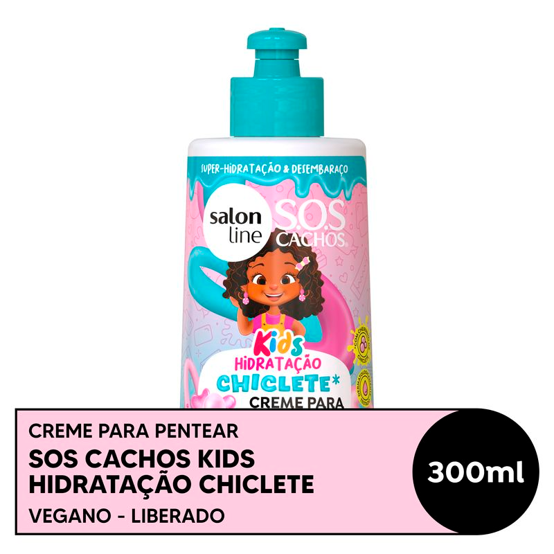 CREME DE PENTEAR SALON LINE SOS CACHOS KIDS 300ML CHICLETE HIDRATACAO