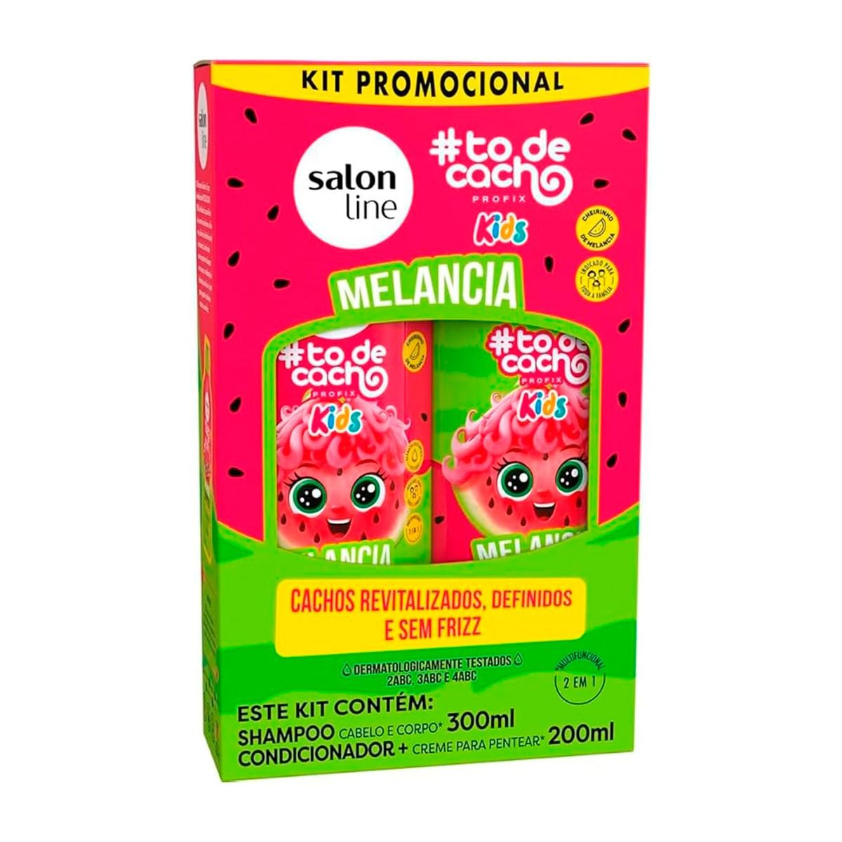 SHAMPOO 300ML + CONDICIONADOR 200ML SALON LINE TODECACHO KIDS MELANCIA