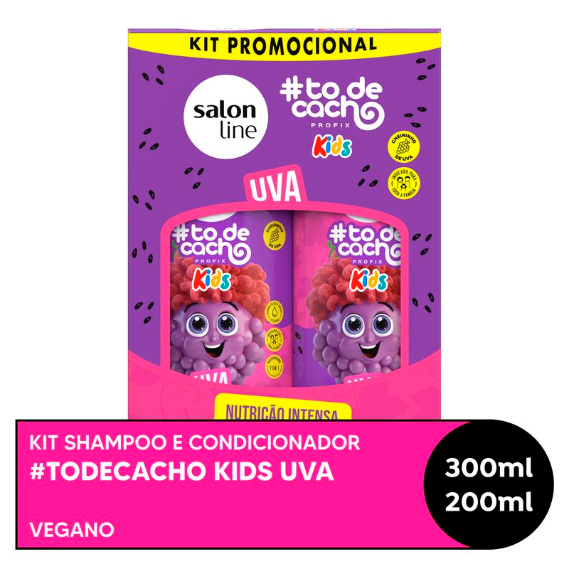 SHAMPOO 300ML + CONDICIONADOR 200ML SALON LINE TODECACHO KIDS UVA