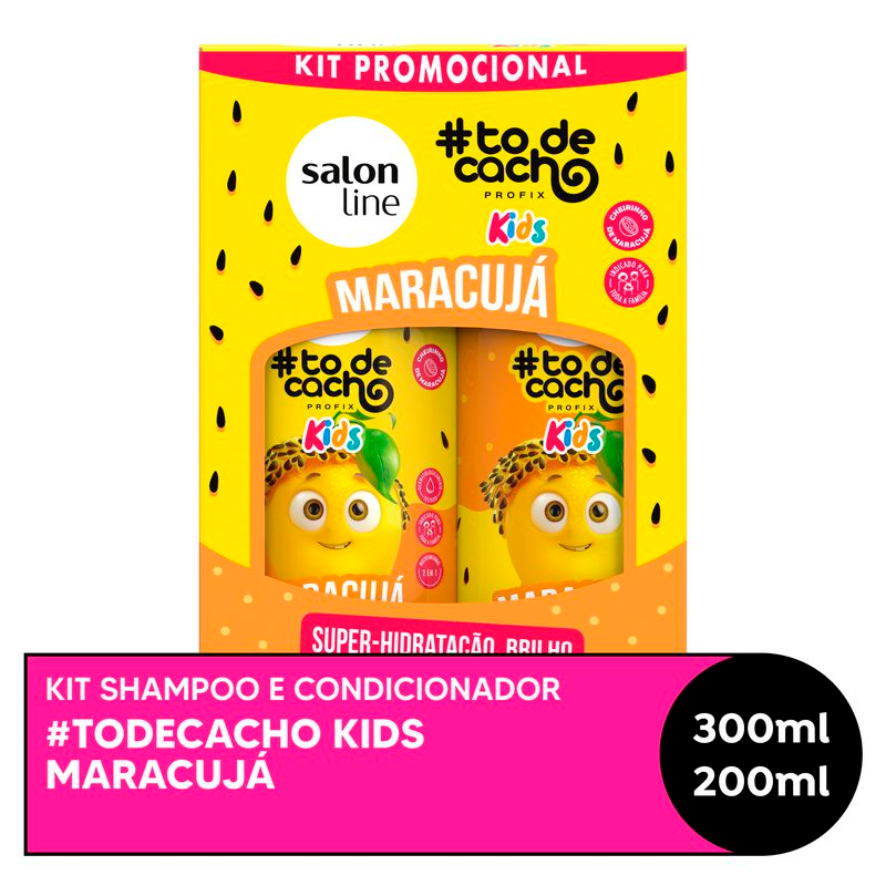 SHAMPOO 300ML + CONDICIONADOR 200ML SALON LINE TODECACHO KIDS MARACUJA