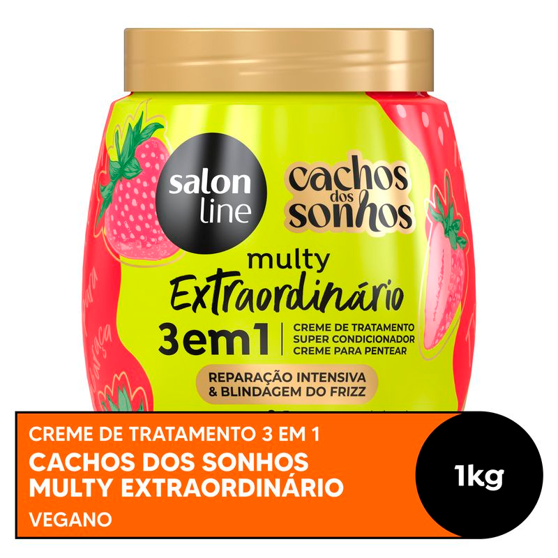 CREME DE PENTEAR SALON LINE CACHOS DOS SONHOS 1KG MORANGO
