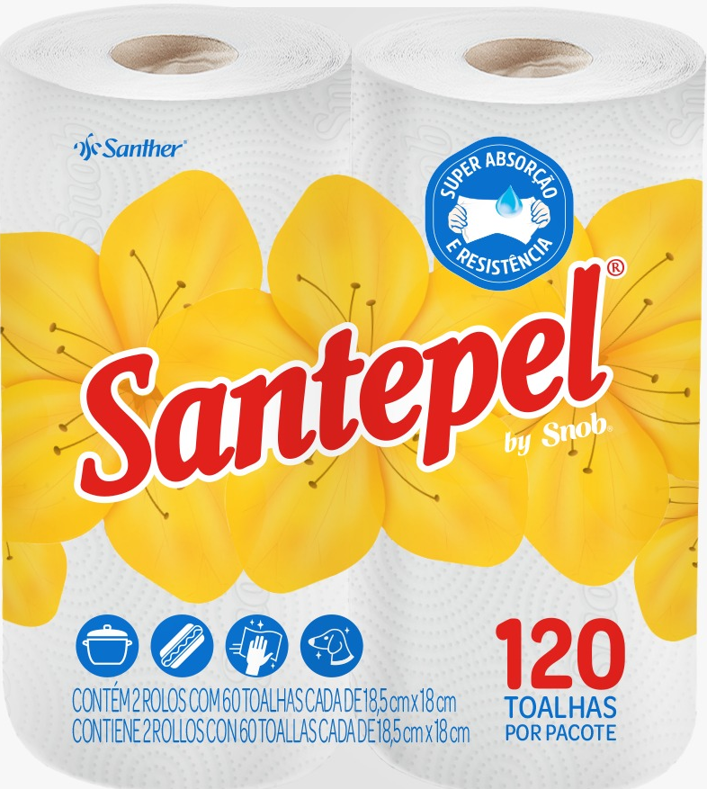 PAPEL TOALHA SANTEPEL 120FOLHAS FOLHA DUPLA C/2UN BRANCA