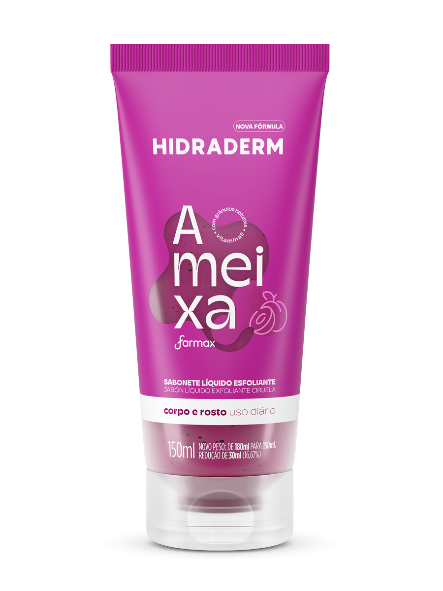 SABONETE LIQUIDO ESFOLIANTE HIDRADERM 180ML AMEIXA