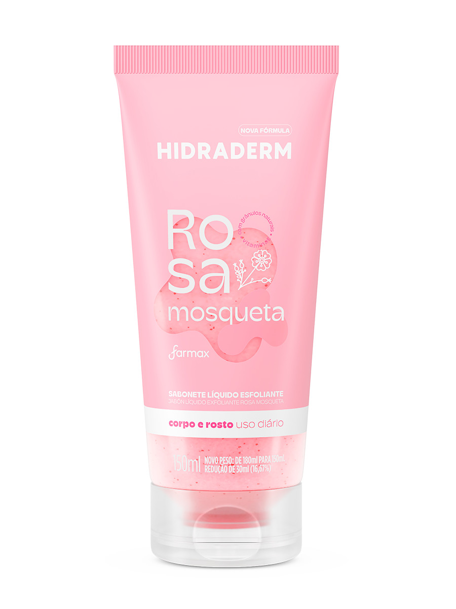 SABONETE LIQUIDO ESFOLIANTE HIDRADERM 180ML ROSA MOSQUETA