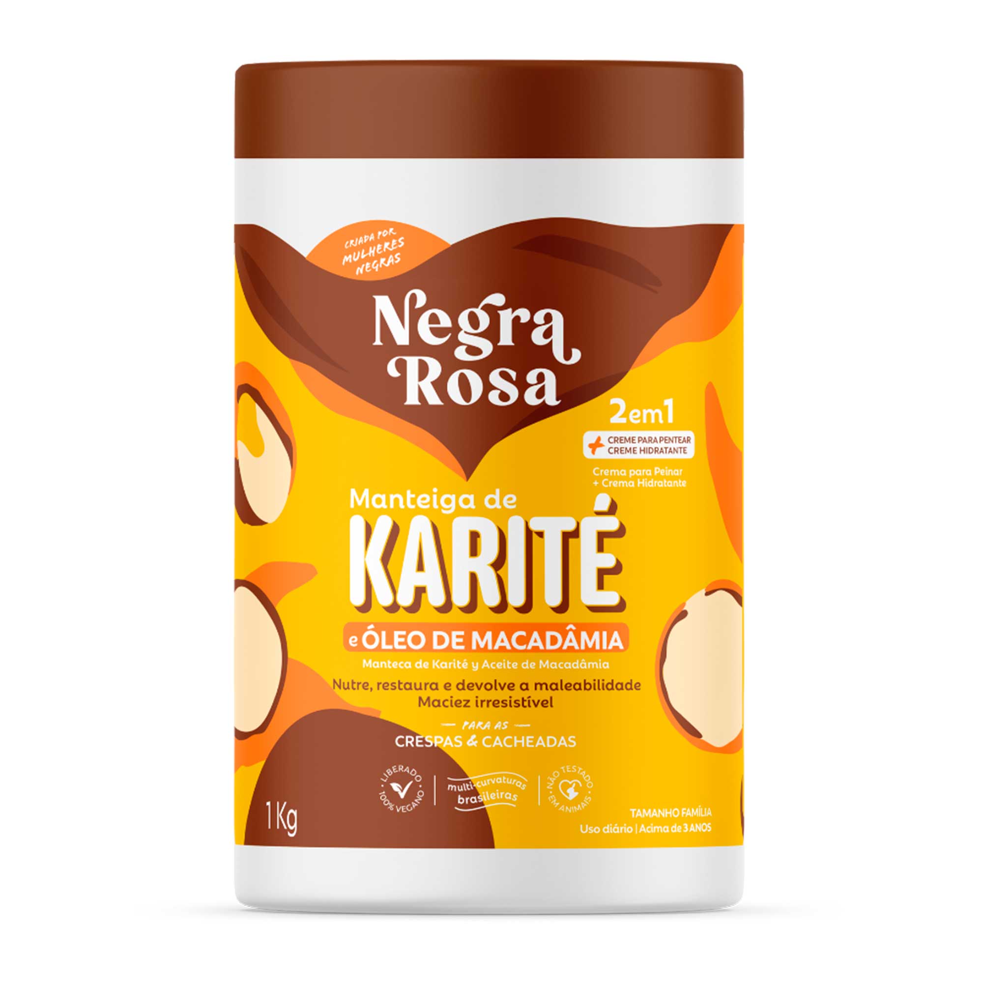 CREME DE PENTEAR NEGRA ROSA 2EM1 1KG KARITE E MACADAMIA