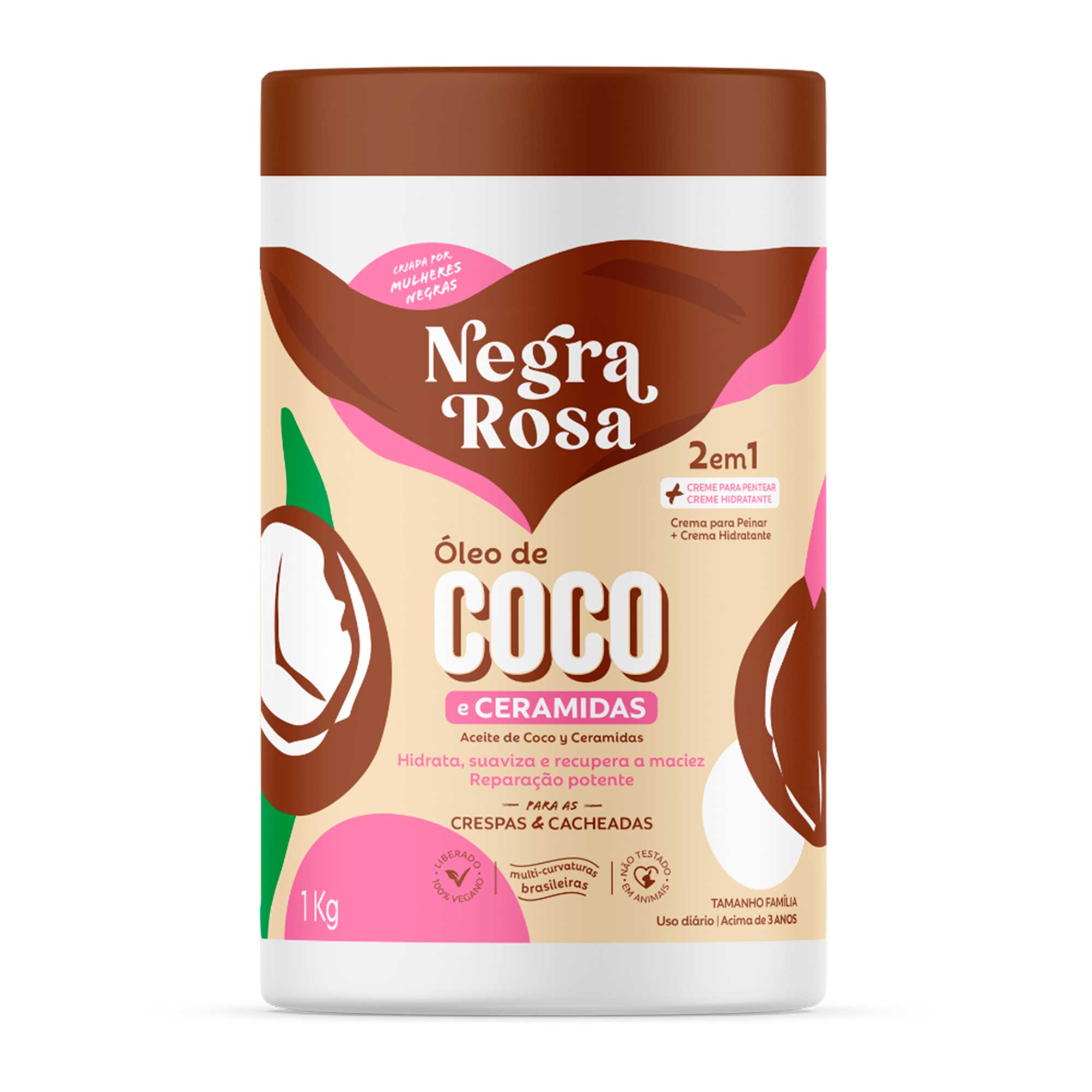 CREME DE PENTEAR NEGRA ROSA 2EM1 1KG COCO E CERAMIDAS