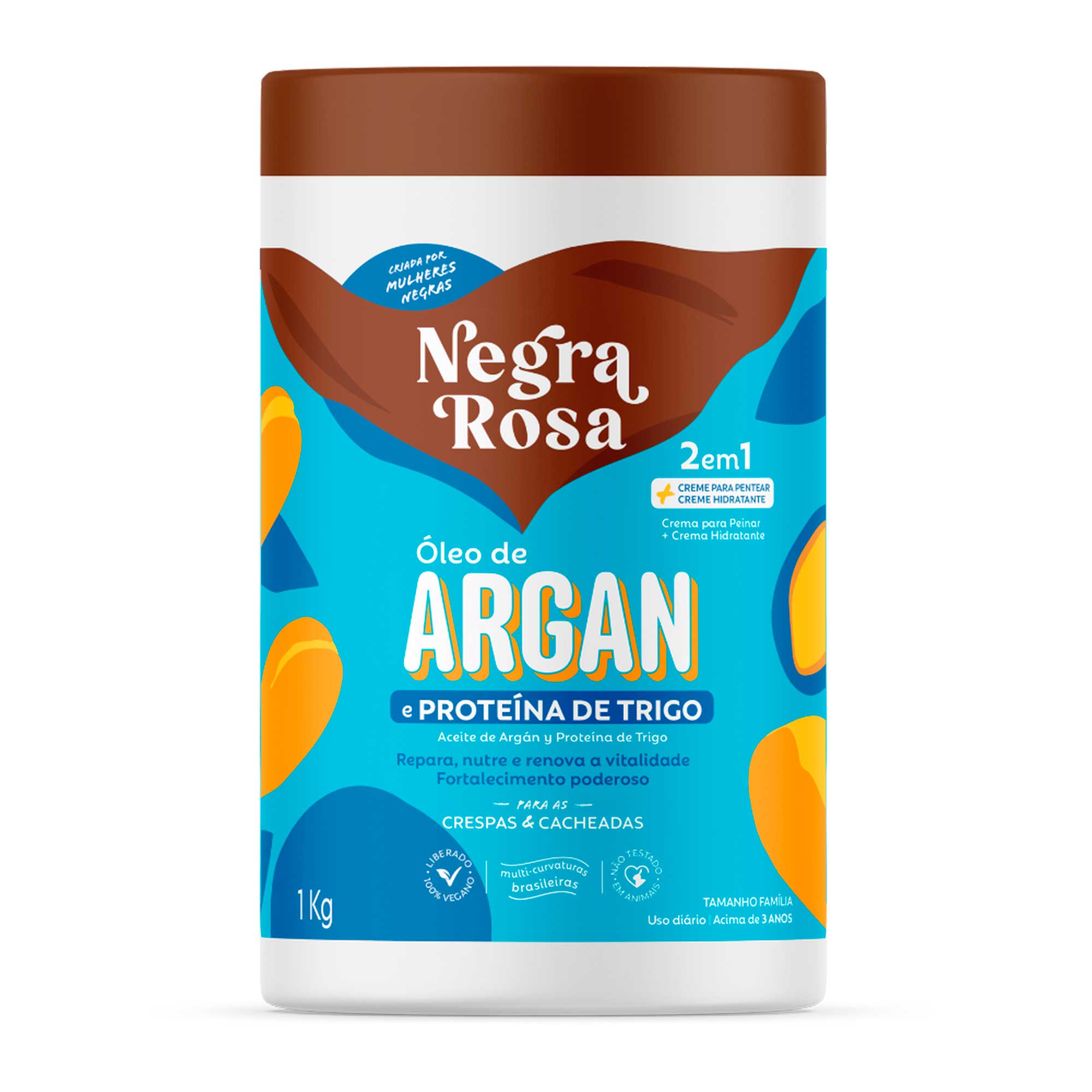 CREME DE PENTEAR NEGRA ROSA 2EM1 1KG ARGAN E PROTEINA DE TRIGO