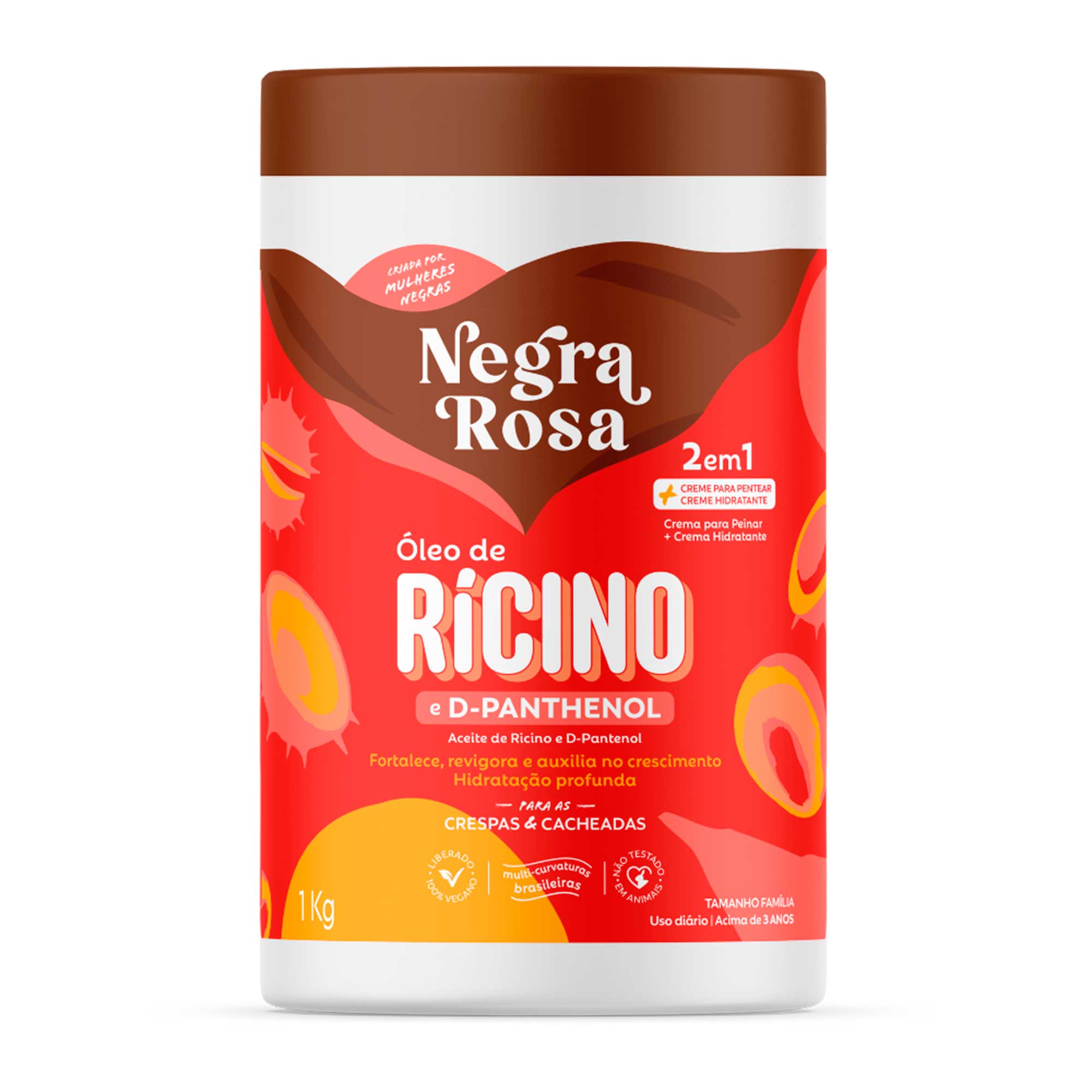 CREME DE PENTEAR NEGRA ROSA 2EM1 1KG OLEO RICINO E D-PANTHENOL