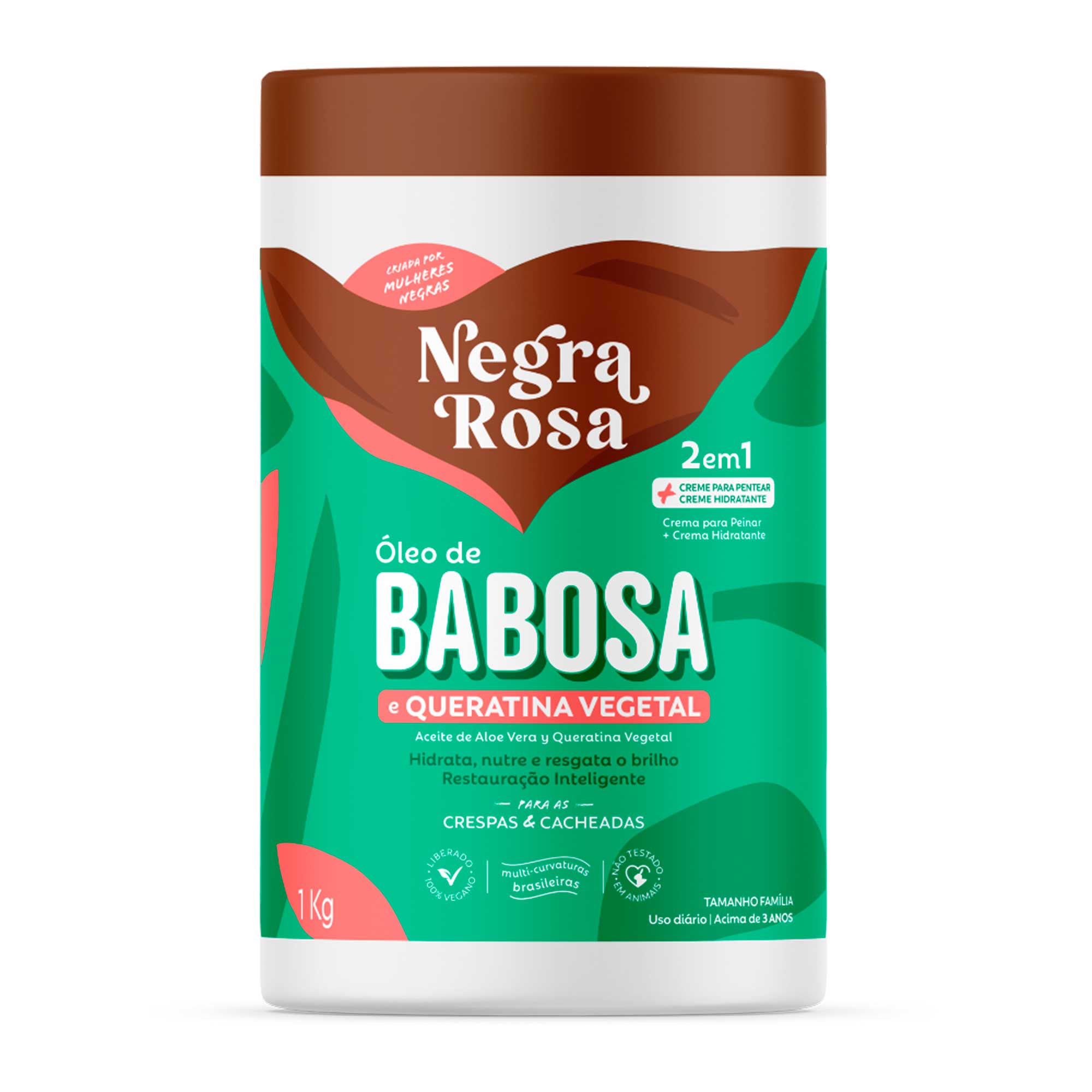 CREME DE PENTEAR NEGRA ROSA 2EM1 1KG BABOSA E QUERATINA