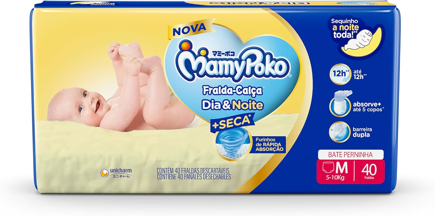 FRALDA MAMYPOKO CALCA JUMBO DIA&NOITE M COM 40UN